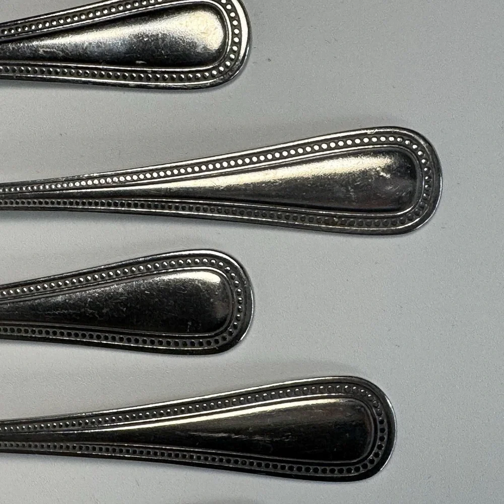 Stainless Steel BEADED Lot of 10 Teaspoons Spoons Flatware‎ Unbranded China